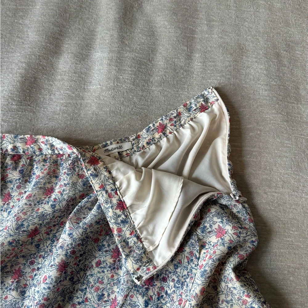 Madewell Floral Ruffle Wrap Skirt Size 0 Blue Red Mini Boho Cottagecore